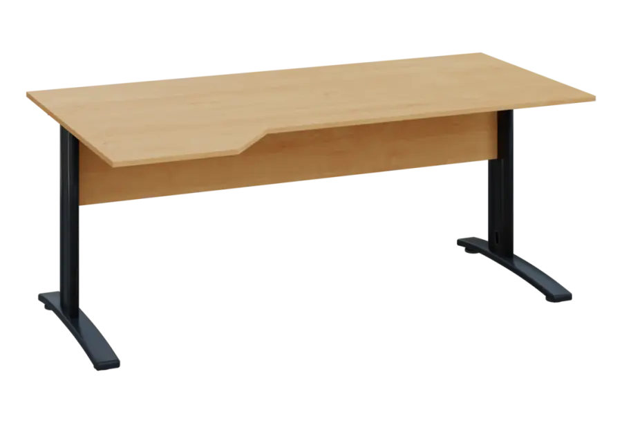 EZK 18 - 184 stůl kancelářský, rohový, levý, kovová podnož černá, deska 18 mm, široký 1800 mm, javor horský